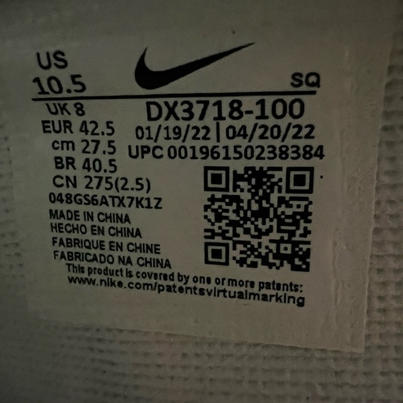 Nike Women’s AF1 White and Orange Sneakers - Picture 4 of 4